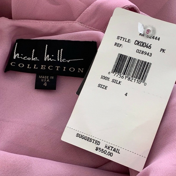NICOLE MILLER COLLECTION DUSTY PINK SILK LONG DRESS 4 NWTS! - Picture 10 of 11